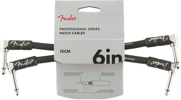 Cable Fender Paquete de 2 cables para instrumentos serie profesional, ángulo/ángulo, 6", negro0990820023