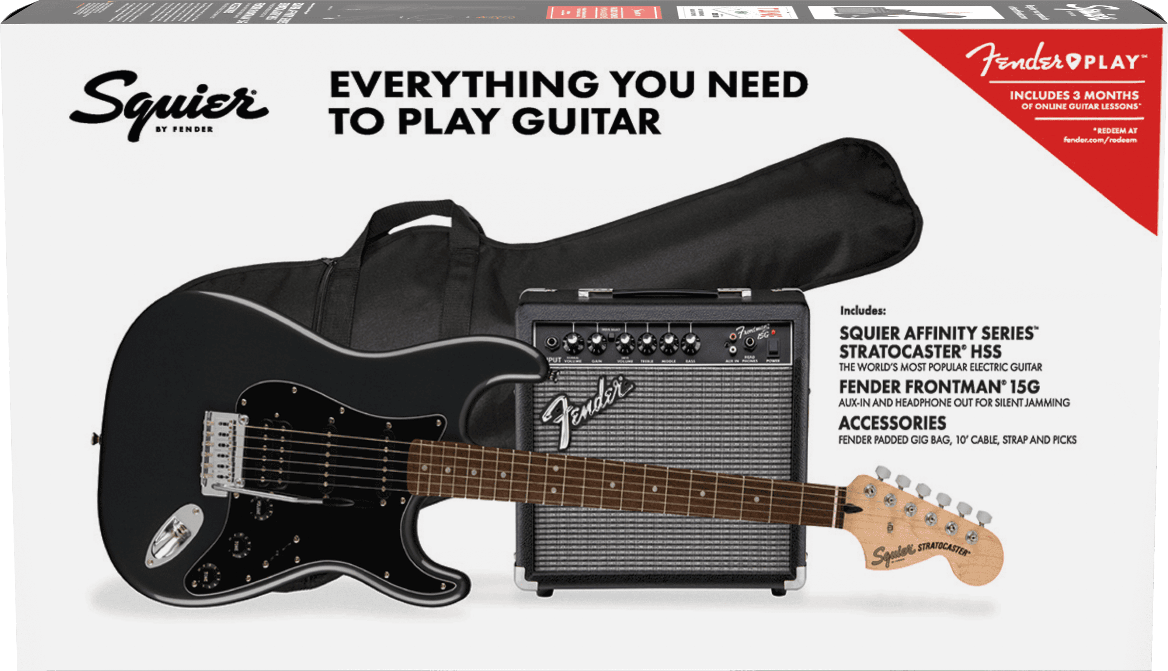Guitarra Electrica Fender Squier Affinity Series Stratocaster Hss Pack, Laurel Fingerboard, Charcoal Frost Metallic, Gig Bag, 15g - 120 0372821069 2