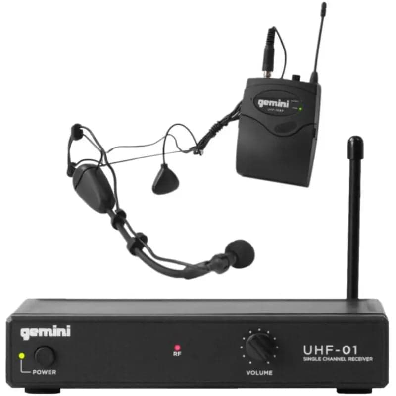 Microfono Gemini Uhf-01hl-f2 Inalambrico De Diadema Y Solapa
