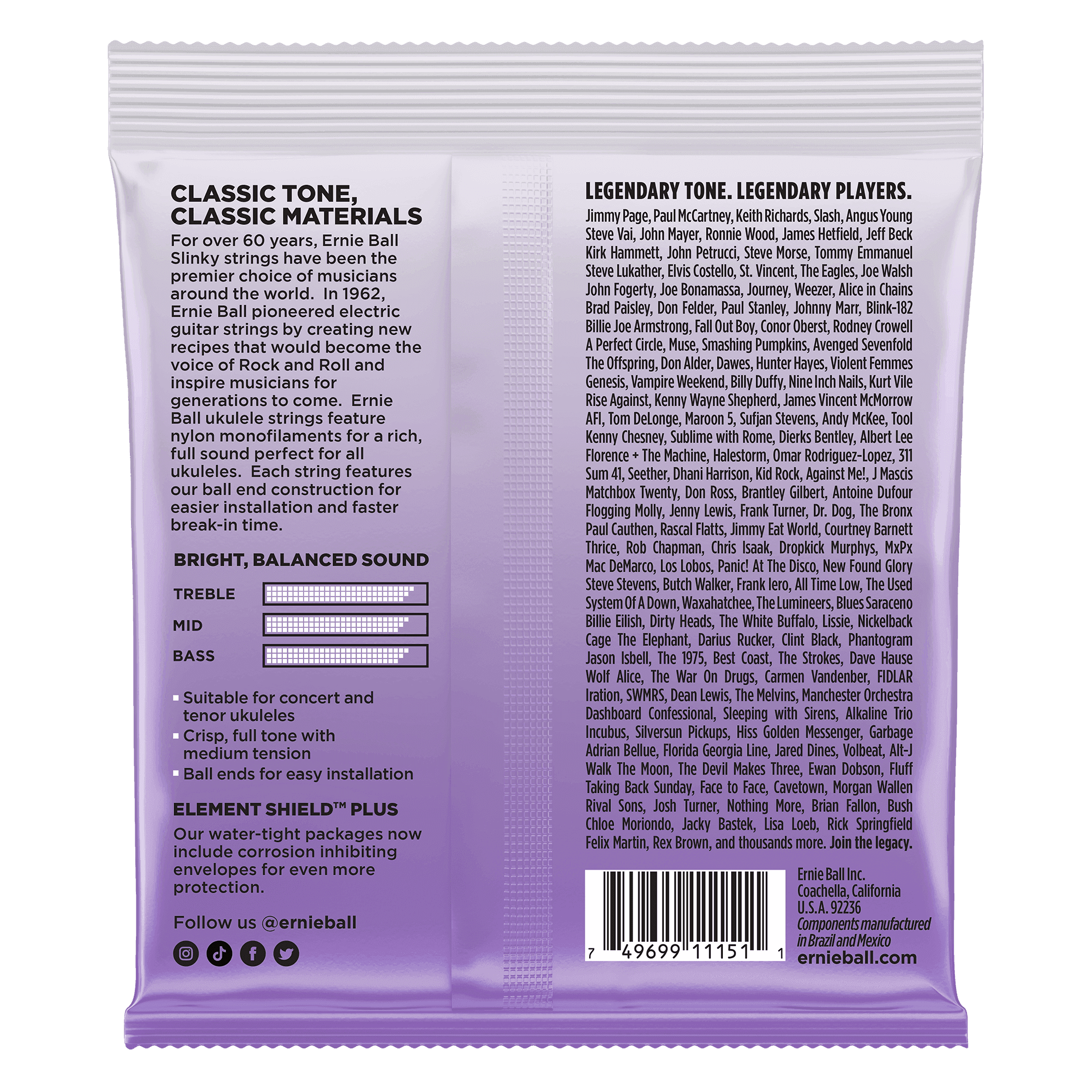 Encordado Ernie Ball Ukelele 2327 28-30w Concierto/tenor 2