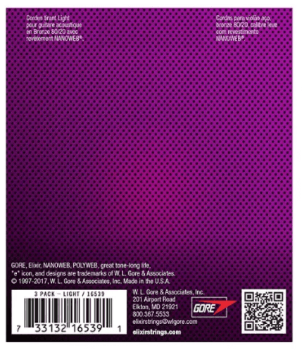 Encordado Elixir Nanoweb Guitarra Acustica Pack 3 16539 12 53 3