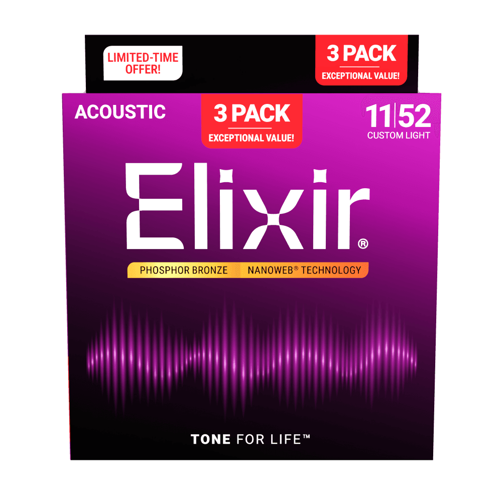 Encordado Elixir Guitarra Acustica 16568 11-52 X3