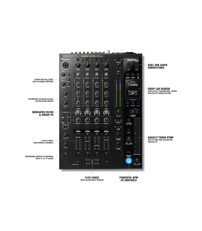 MIXER DE 4 CANALES X1850 DE DENON DJ 5