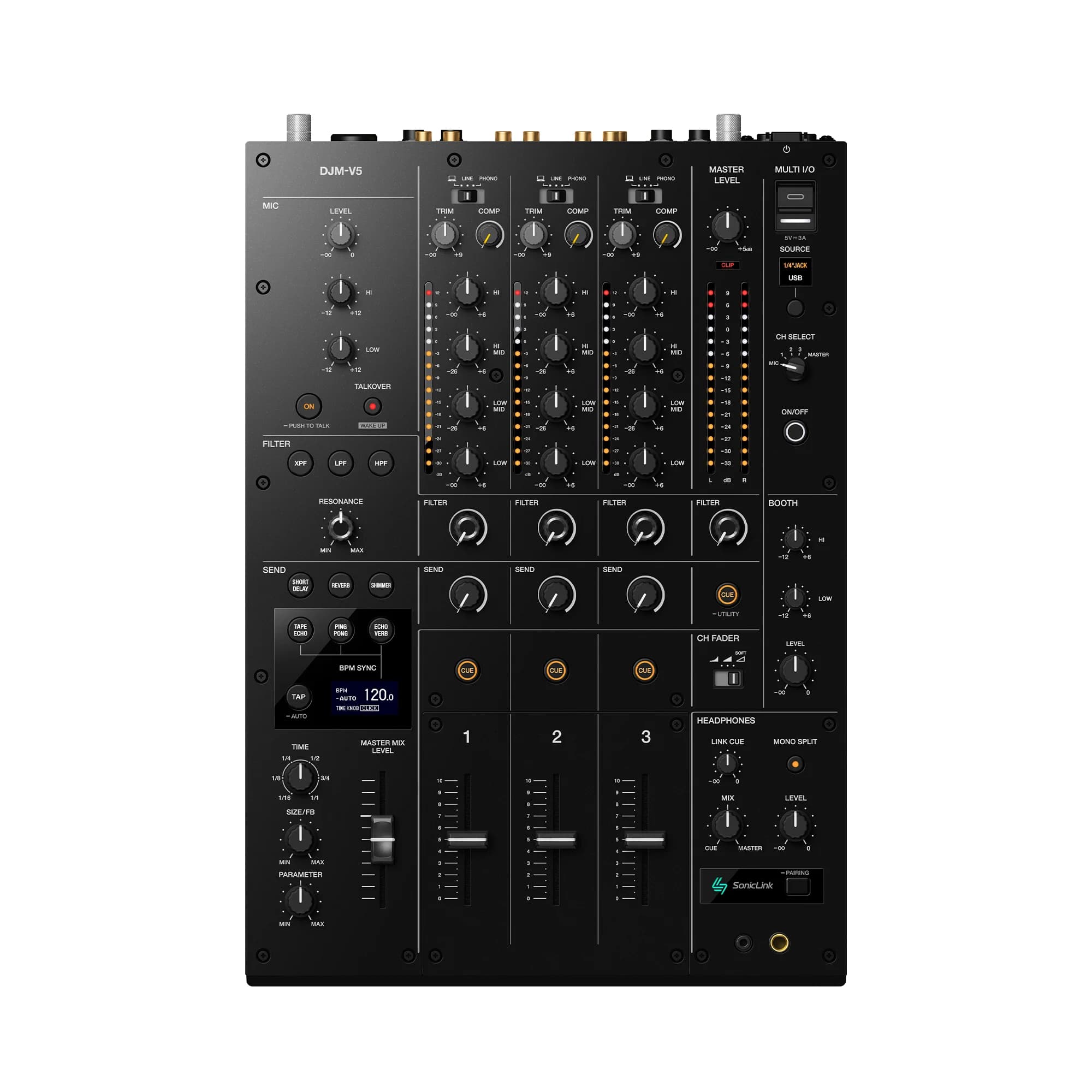 AlphaTheta DJM-V5 – Mezclador DJ Profesional 3 Canales SonicLink