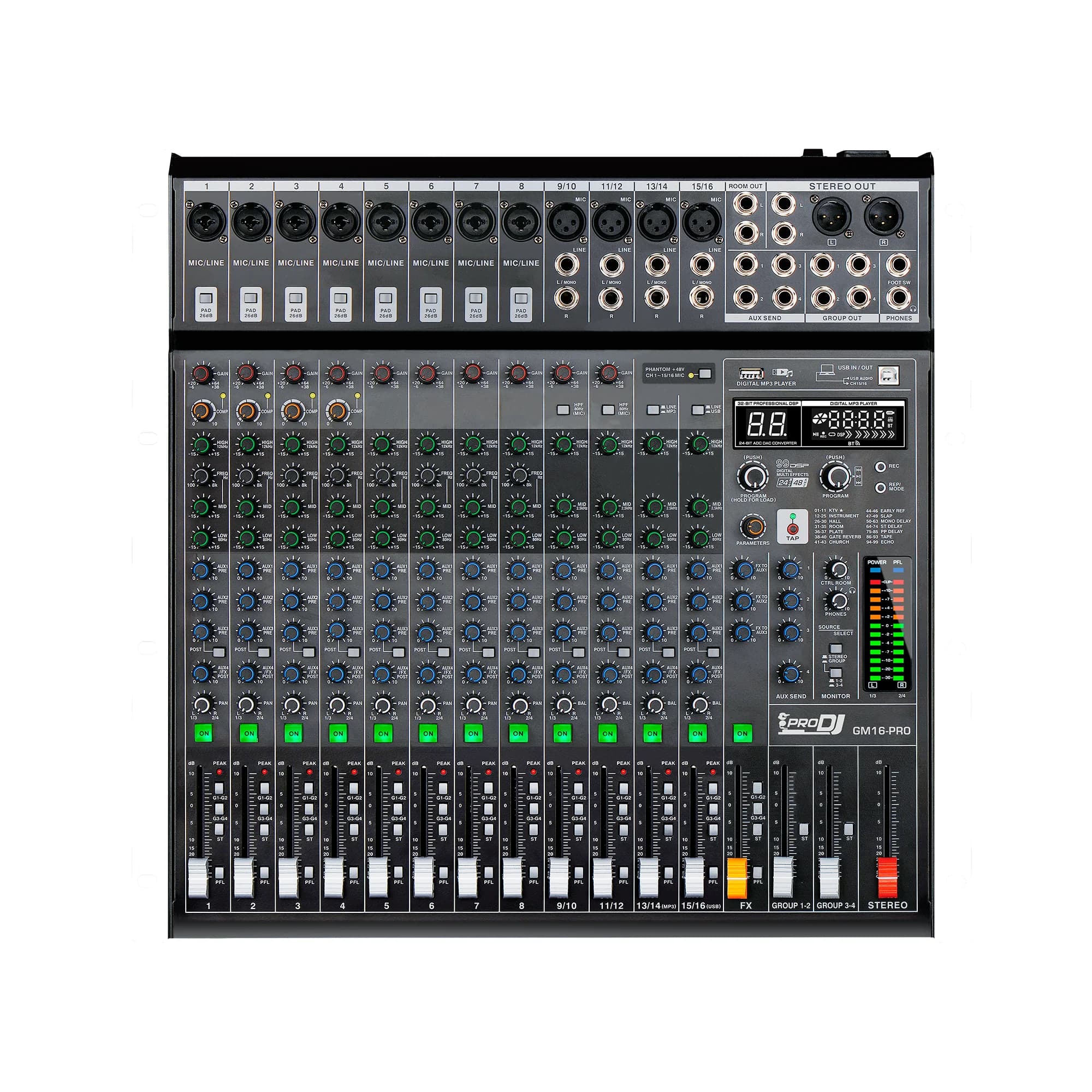 Consola Analogica PRO DJ GM16-PRO 16 Canales USB Bluetooth