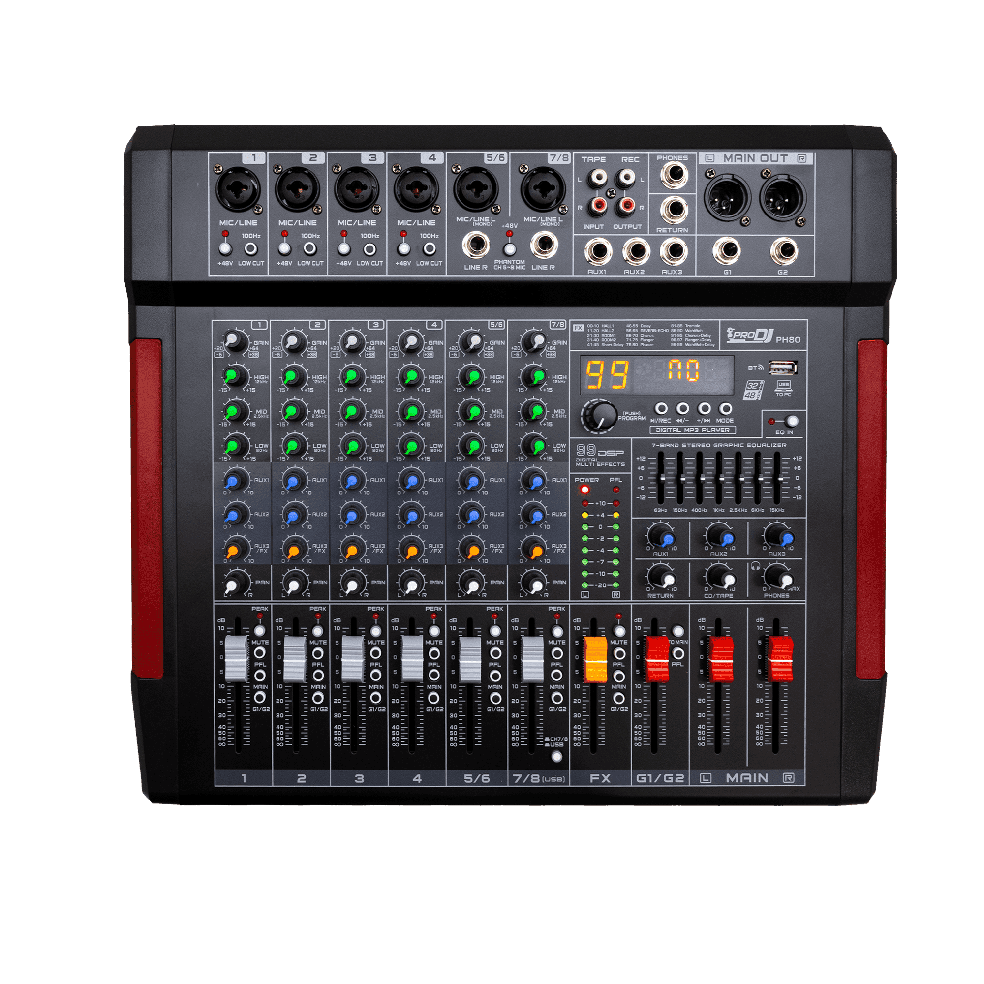 Consola Analogica PRO DJ PH80 USB Bluetooth DSP 99 FX