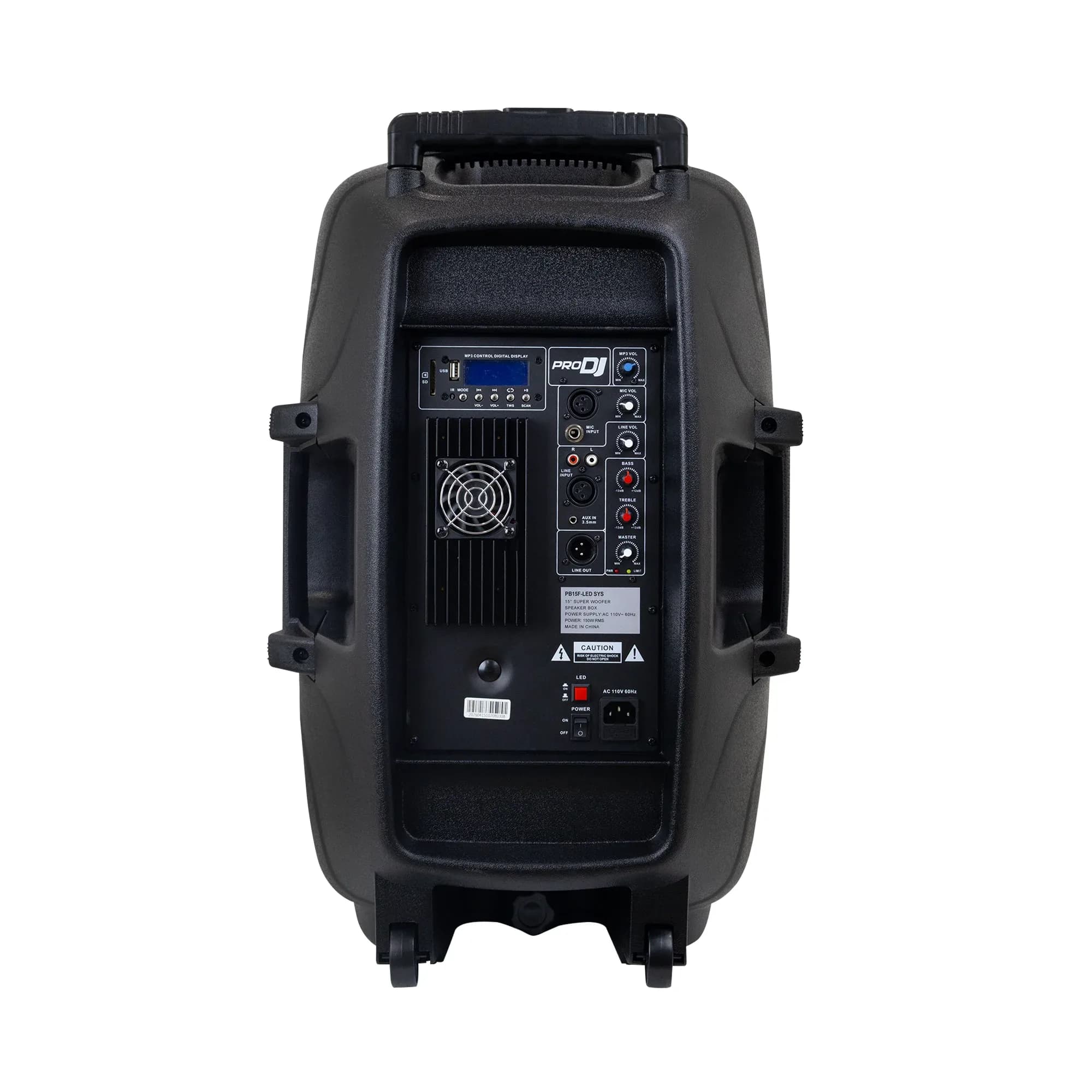 Cabina Activa PRO DJ PB15F-LED SYS 15 pulgadas 150 W RMS con Base y Micrófono 3