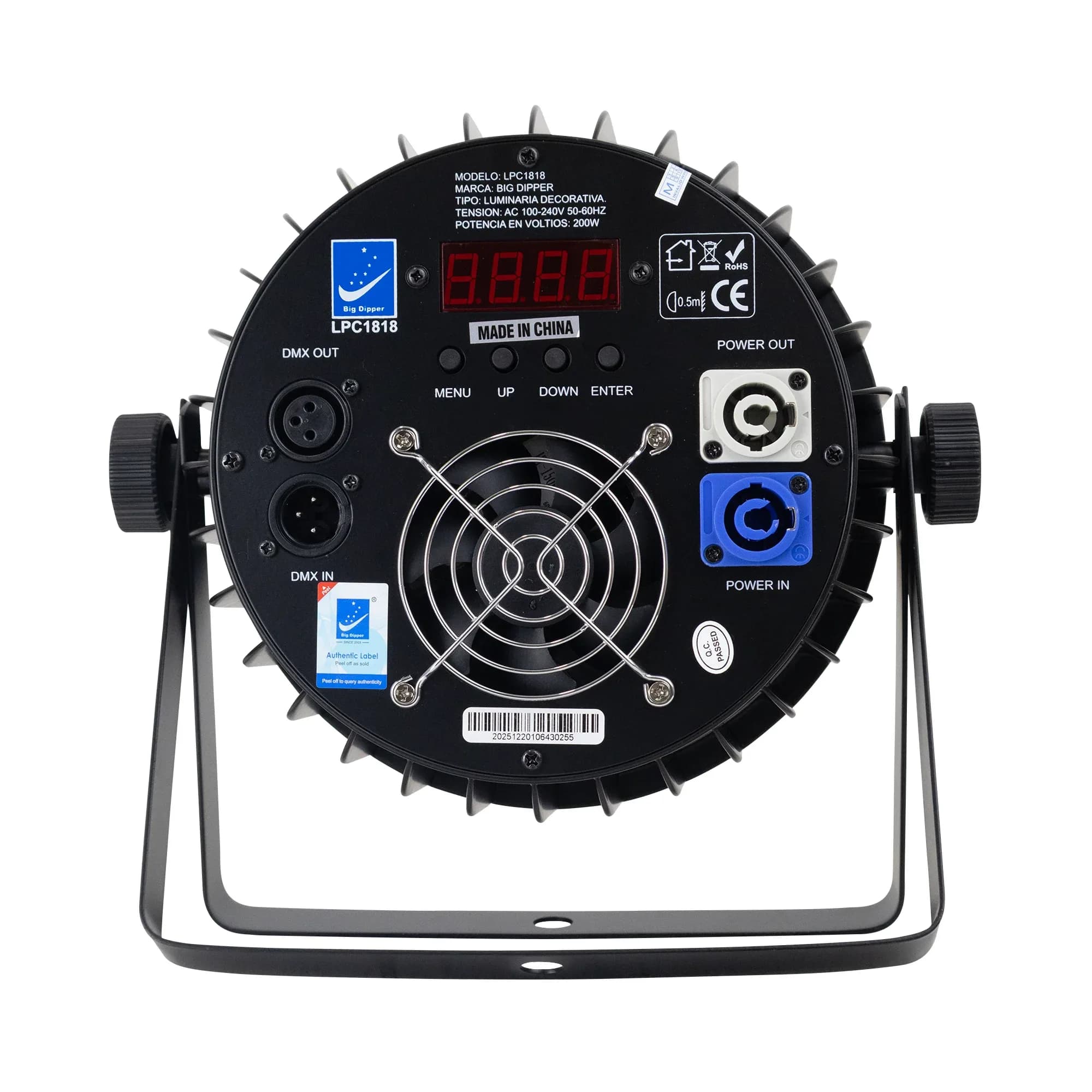 Par LED BIG DIPPER LPC1818 18x18W RGB + Lima + Ámbar + UV DMX 16